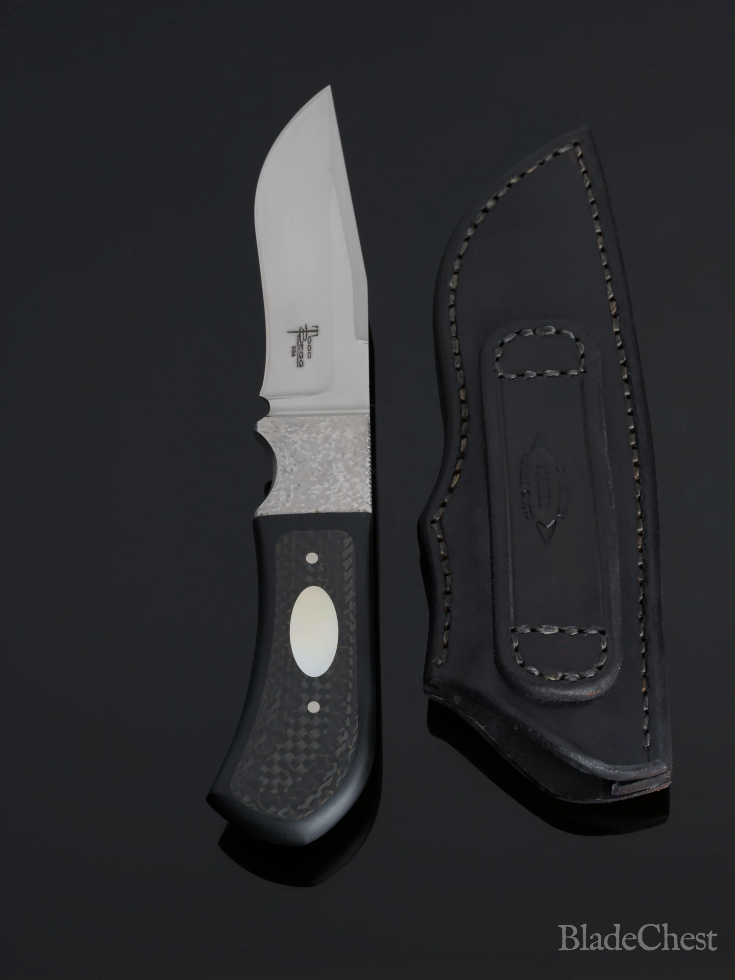 Todd Begg Integral Fixed Blade &mdash; knife alongside its sheath