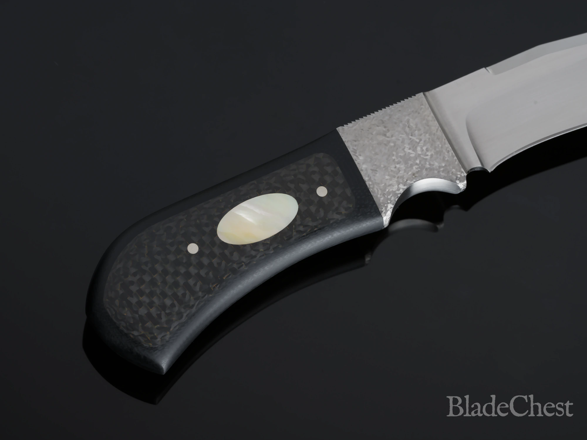 Todd Begg Integral Fixed Blade &mdash; integral guard and mortise detail