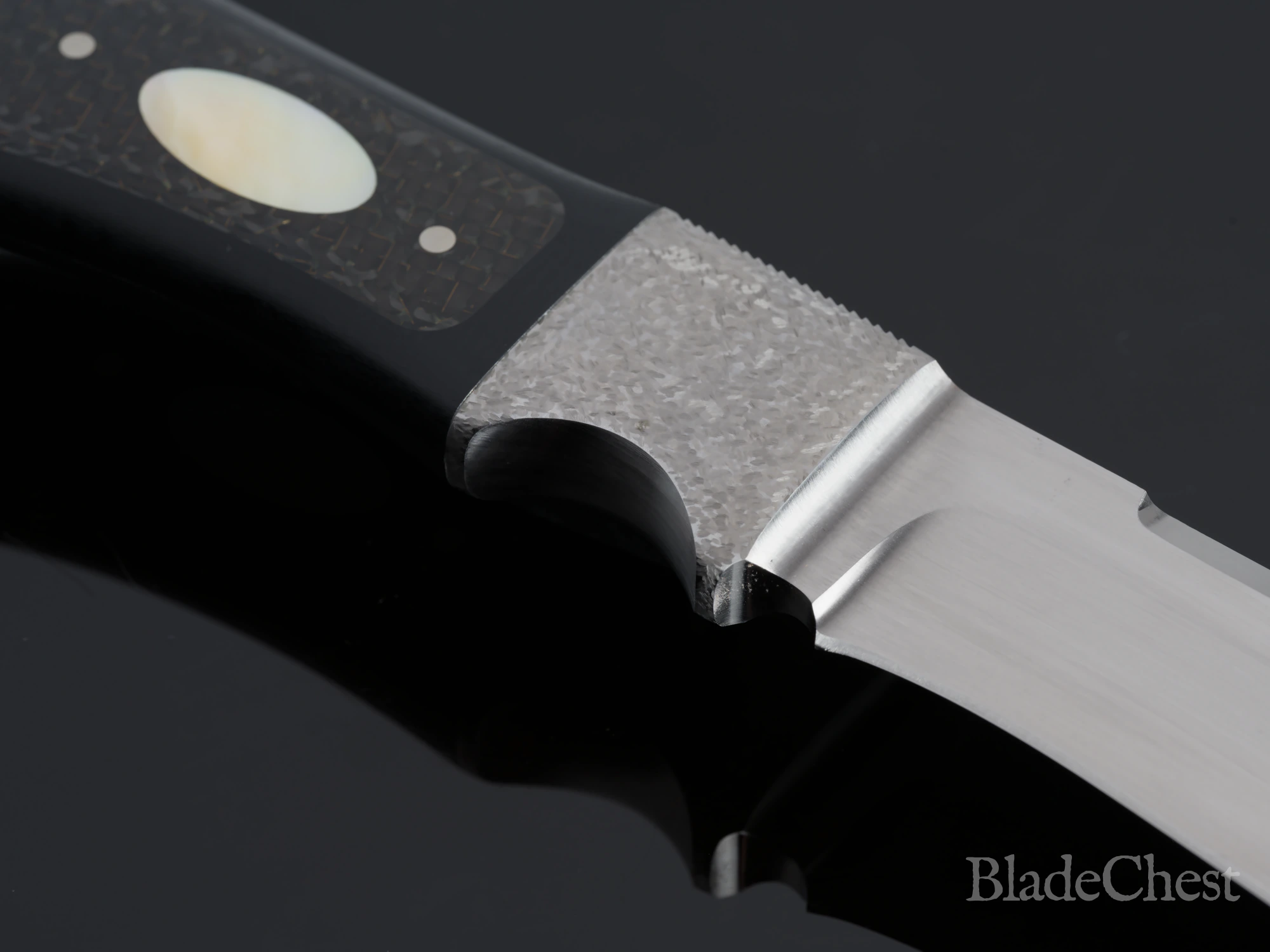Todd Begg Integral Fixed Blade &mdash; full profile with gold-lip pearl