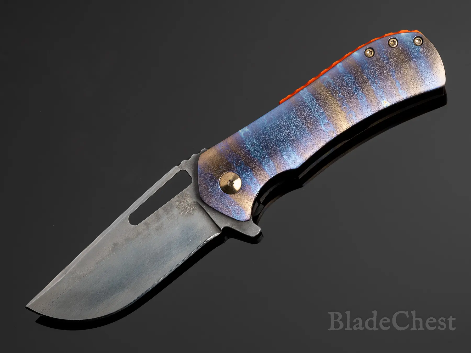 Doc Shiffer Recon — flamed titanium open