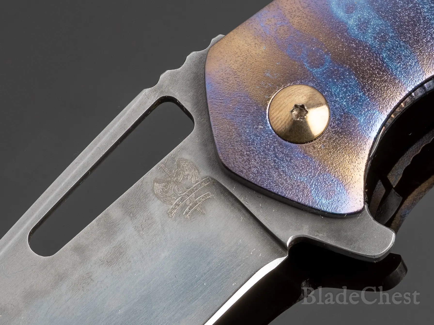 Blade etch and flamed titanium detail
