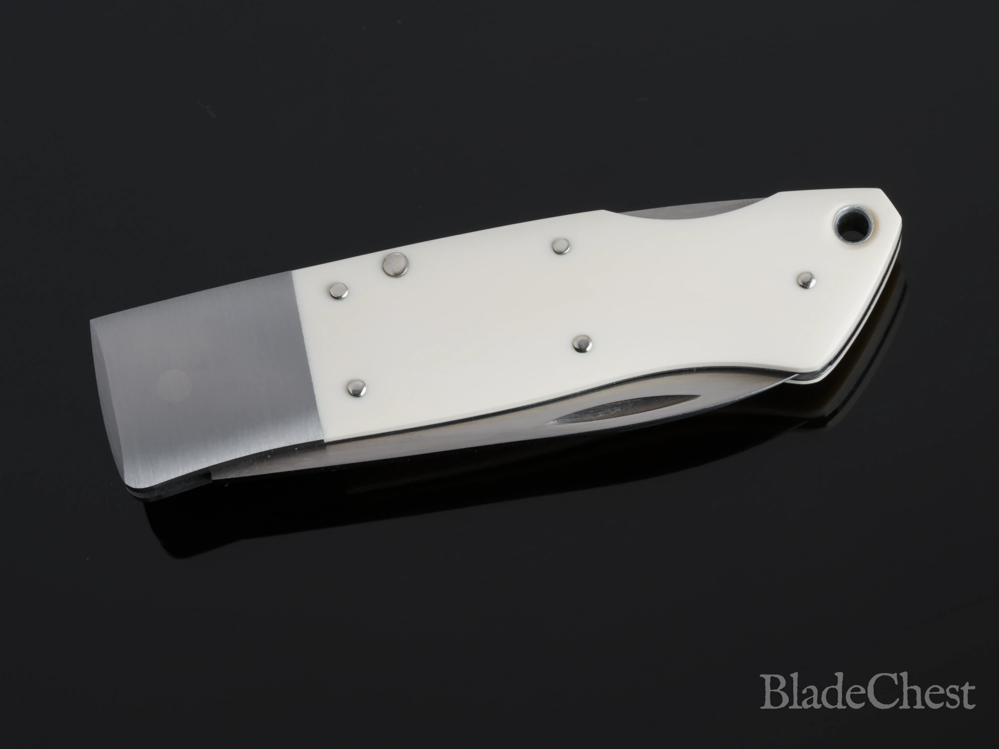 Jess Horn mammoth ivory lockback &mdash; closed, mammoth ivory scale and bolster