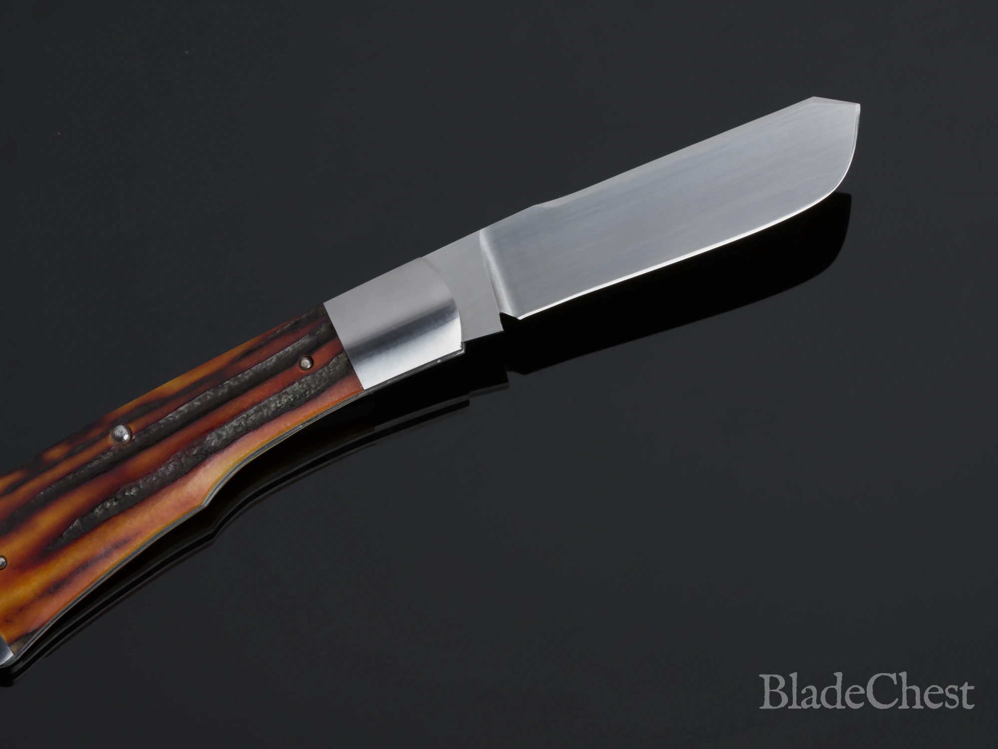 Ben Kabisch Gunstock Stag &mdash; open, reverse face of the handle