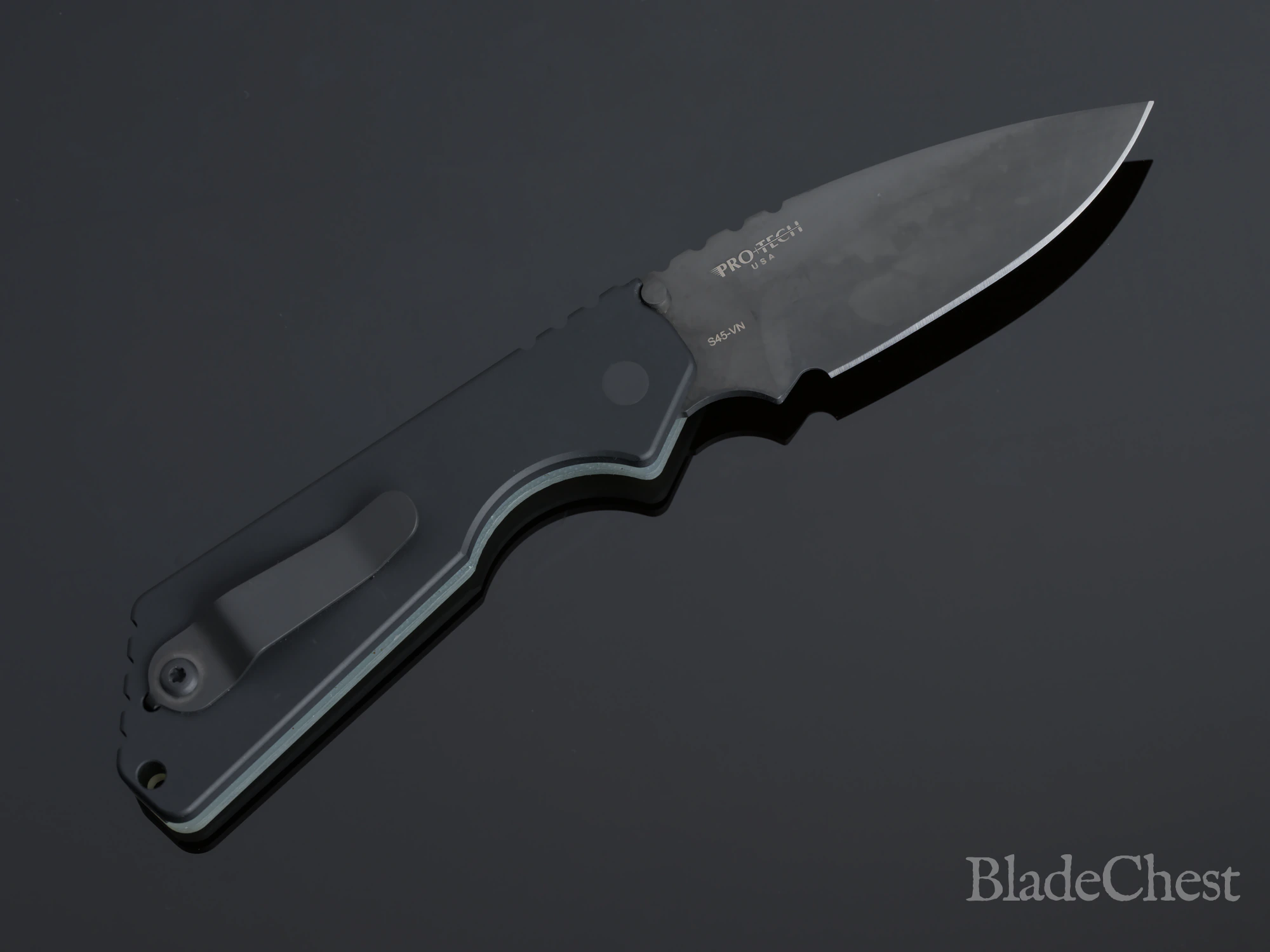 Pro-Tech / Strider SnG Automatic &mdash; lock side and pocket clip